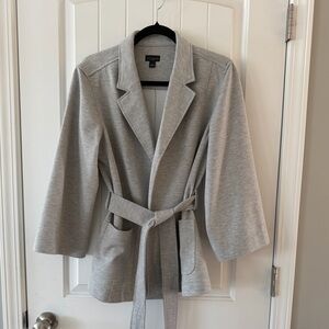 Ann Taylor Gray Belted Blazer Large